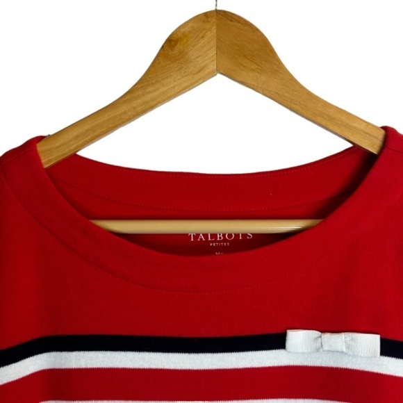 TALBOTS Colorblock Stripe Sweater Dress in Red Boat Neckline 3/4 Sleeve Size Mp - Picture 4 of 14